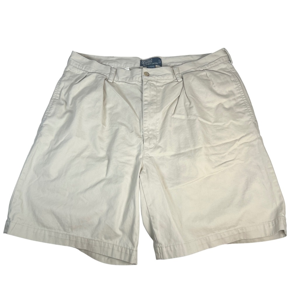 Polo Ralph Lauren Tyler Shorts Mens 38 Tan Pleated Classic Chino Cotton Khaki